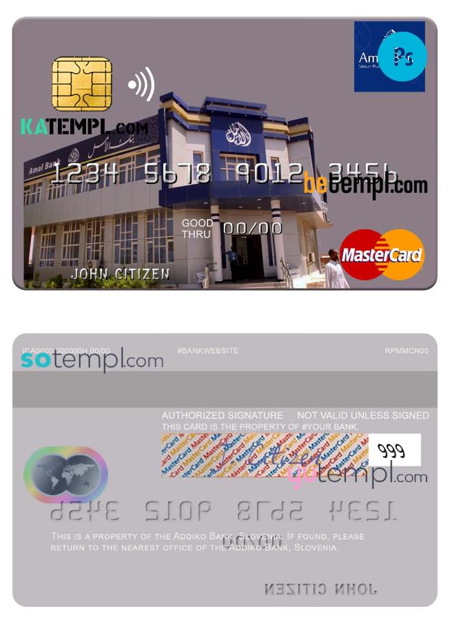 Somalia Amal Bank mastercard credit card template in PSD format